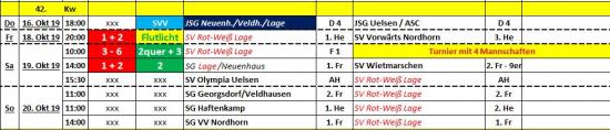 Spielplan für die 42. Kw
